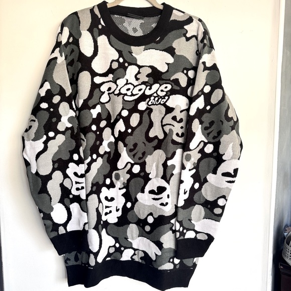 RARE Plague‎ Blvd Lil Darkie Camo Sweater Crew Neck Size 3XL Brahman Spider Gang - Picture 1 of 6